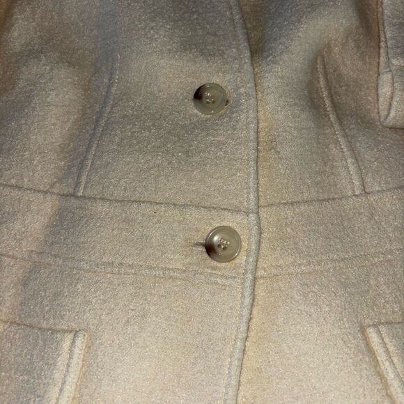 Talbots Wool Blend Collarless Blazer Jacket Lined Women's 14P Cream White Button - Picture 4 of 8